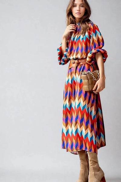 Geometric Print Midi Dress