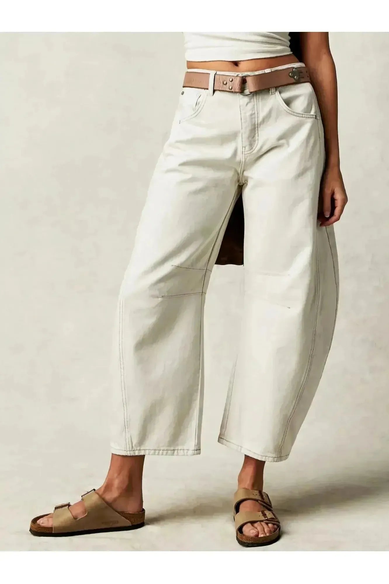 Leopard Print Barrel Jeans