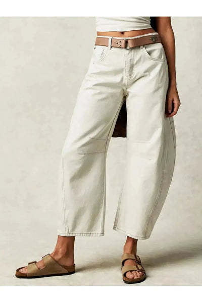 Leopard Print Barrel Jeans