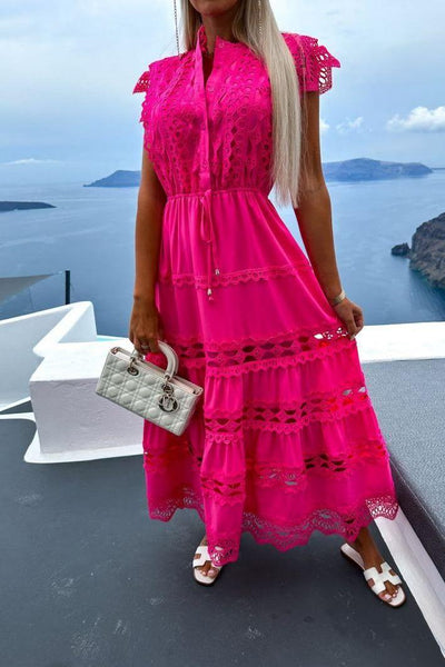 Lace-Detail Boho Midi Dress