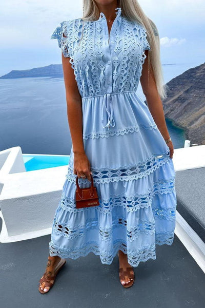 Lace-Detail Boho Midi Dress