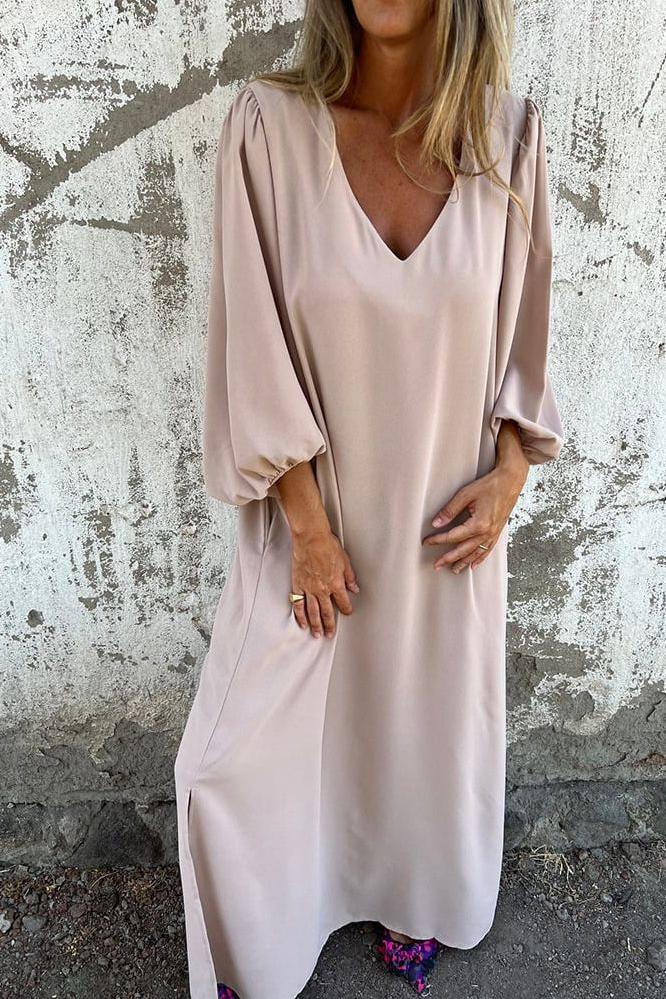 Lantern Sleeve Midi Dress