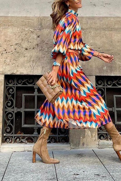 Geometric Print Midi Dress