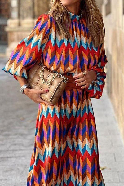 Geometric Print Midi Dress