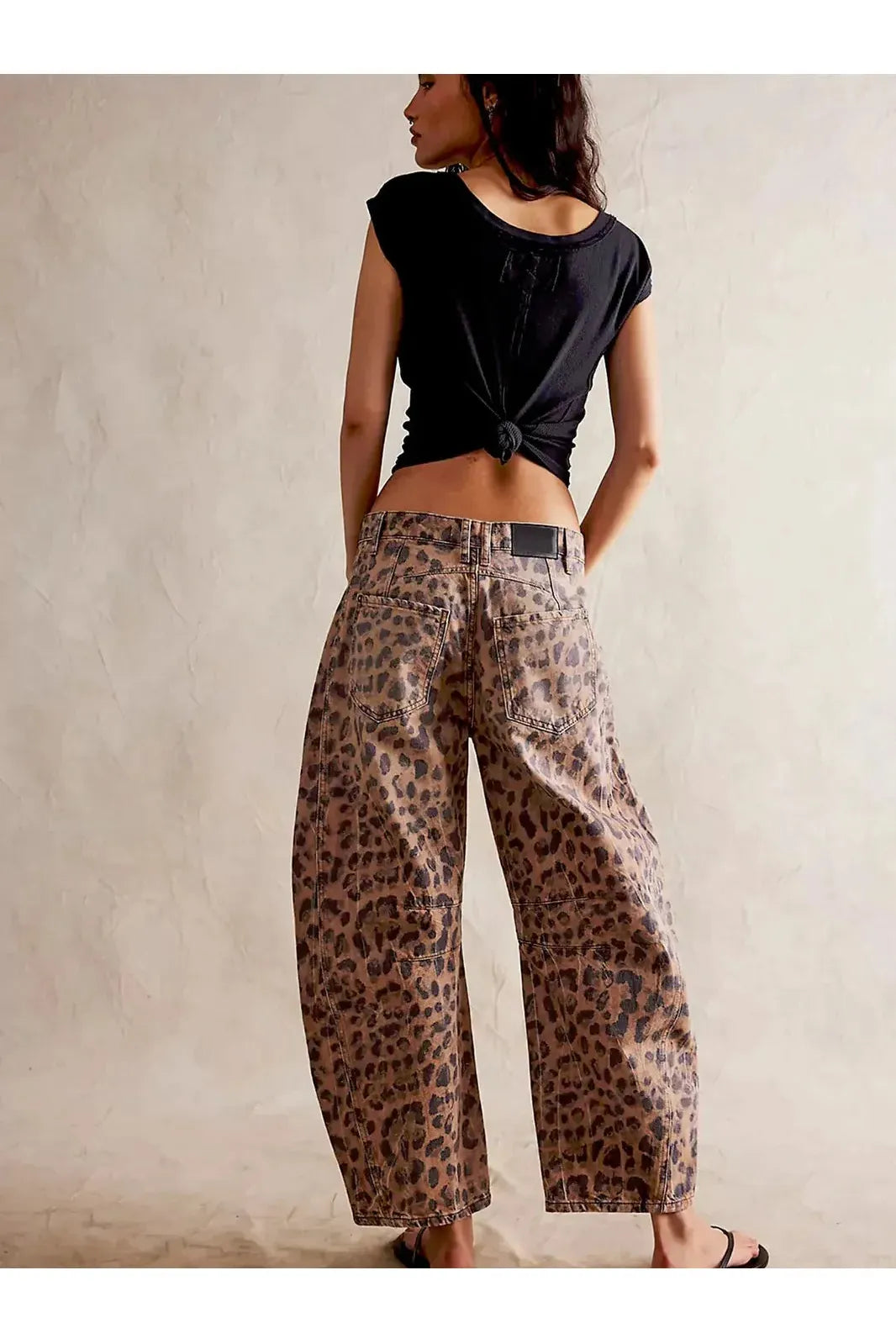 Leopard Print Barrel Jeans