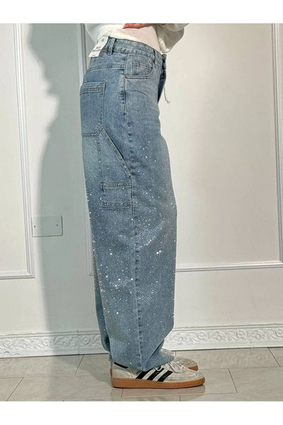 Rhinestone Wide-Leg Jeans