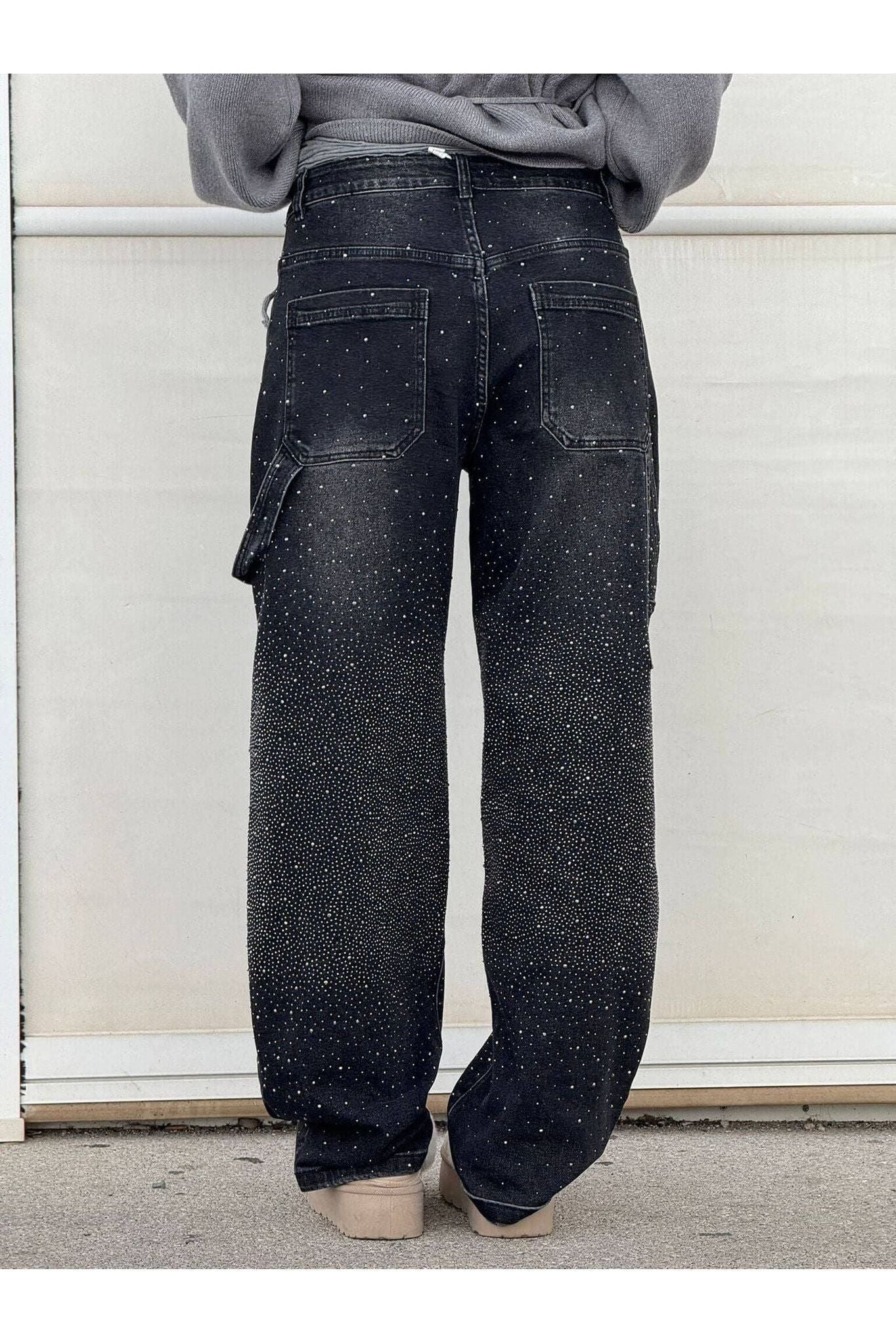Rhinestone Wide-Leg Jeans