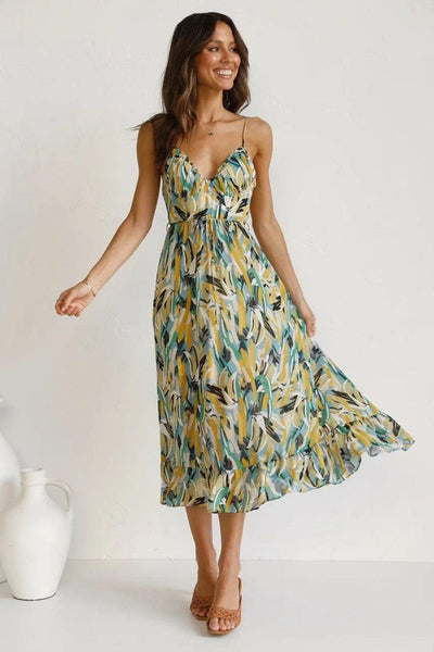 Robe longue fluide à col en V