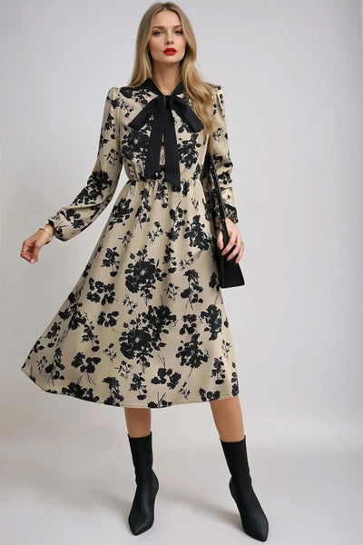 A-Line Bow-Detail Midi Dress