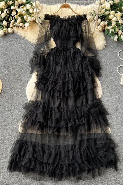 Off-Shoulder Ruffle Maxi Dress