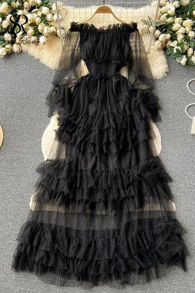 Off-Shoulder Ruffle Maxi Dress