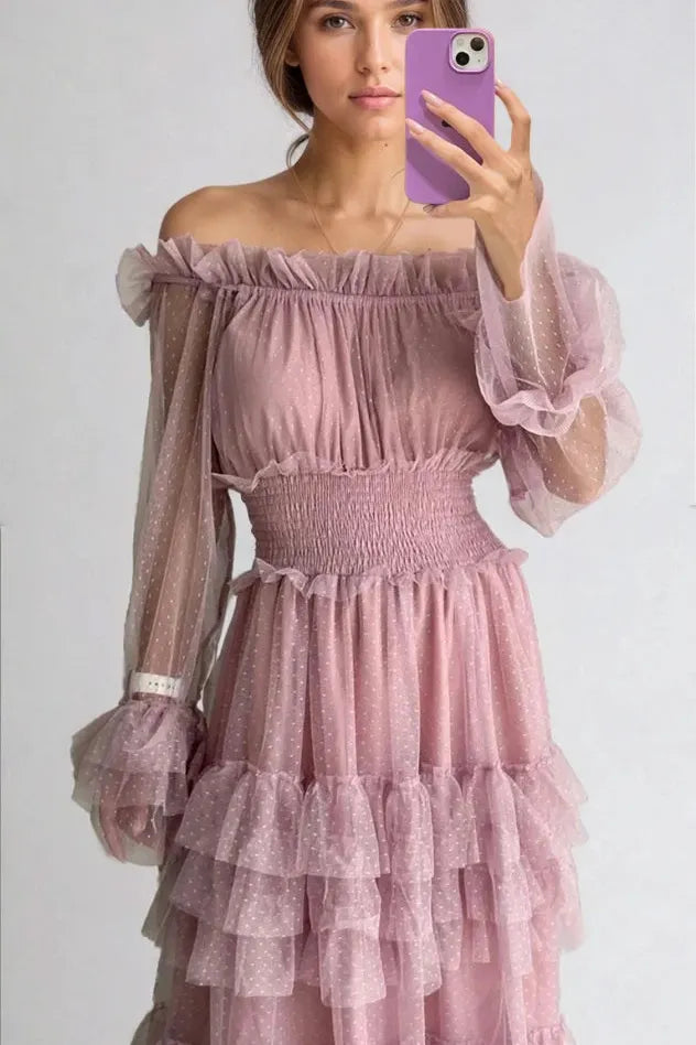 Off-Shoulder Ruffle Maxi Dress