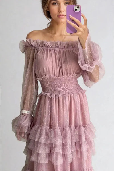 Off-Shoulder Ruffle Maxi Dress