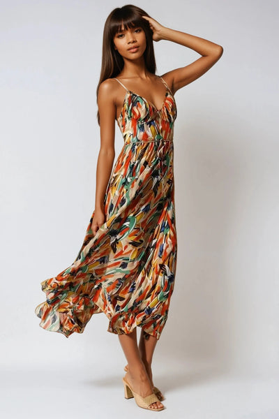 Robe longue fluide à col en V