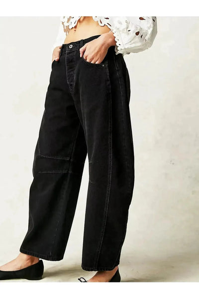 Leopard Print Barrel Jeans