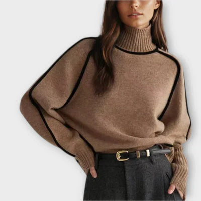 Soft High-Neck Knit Sweater