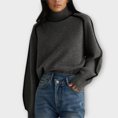 Soft High-Neck Knit Sweater