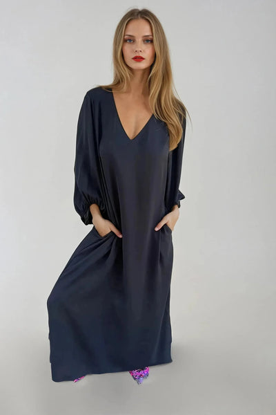 Lantern Sleeve Midi Dress