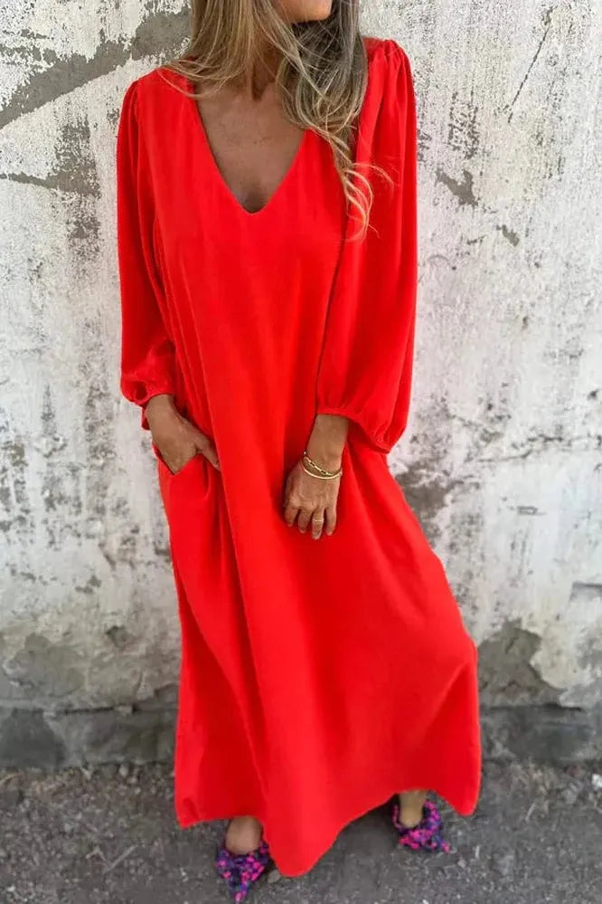 Lantern Sleeve Midi Dress